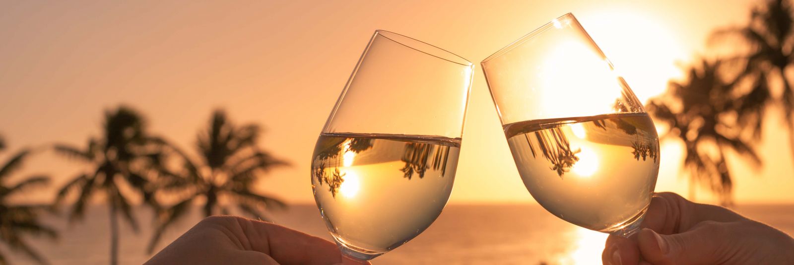 Drinking wine by sunset on the beach